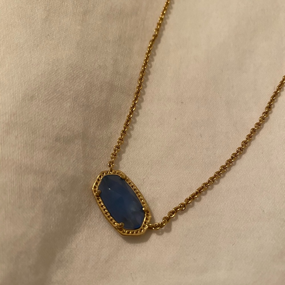 Blue Kendra Scott Stone Necklace with Gold Chain